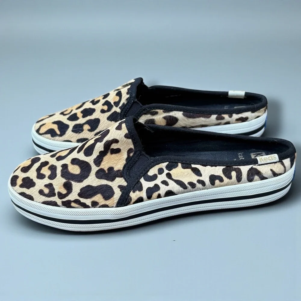 Kate Spade Keds Leopard Print Calf Hair‎ Double Decker Mule Sneakers Women